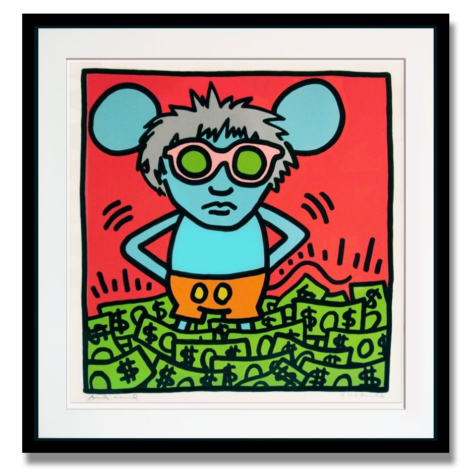 Serigrafia Haring - Andy Mouse (A - Red)