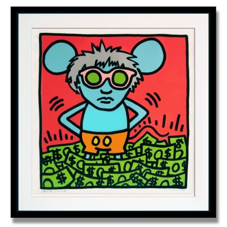 Serigrafia Haring - Andy Mouse (A - Red)