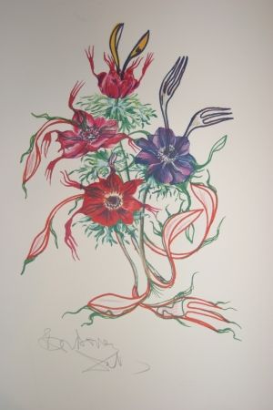 Litografia Dali - Anemone (surrealistic flowers)