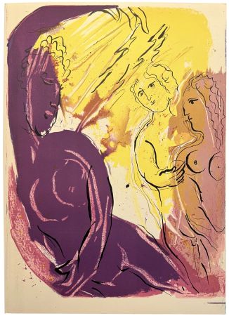 Litografia Chagall - ANGE DU PARADIS. Lithographie originale pour LA BIBLE. 1956.