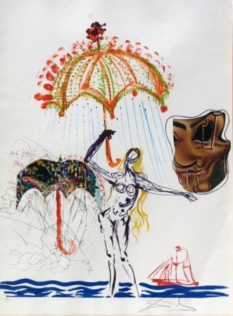 Litografia Dali - Anti-Umbrella with Atomized Liquid, from Imaginations and Objects of the Future 