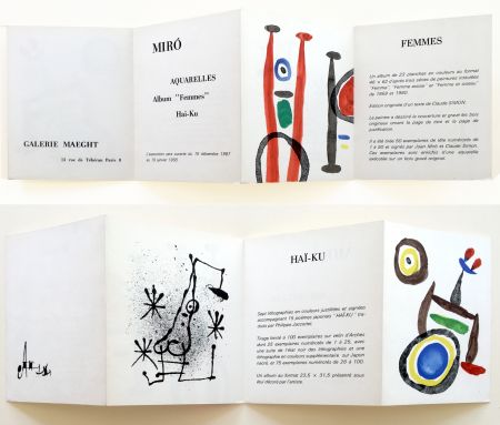 Litografia Miró - AQUARELLES - FEMMES - HAÏ-KU. Carton d'invitation. 1967.