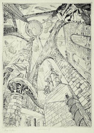 Incisione Vieillard - Architecture II (Tour de Babel)
