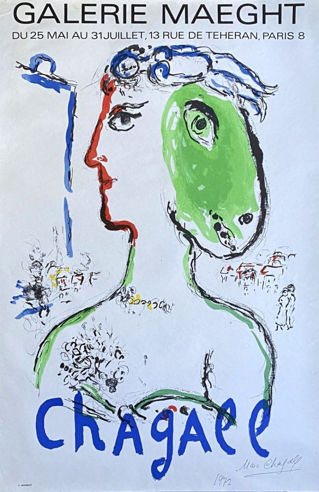 Litografia Chagall - Artiste Phénix (signée au stylo)