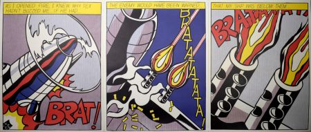 Litografia Lichtenstein - As I opened Fire, 1966 - Triptych (3 panels)