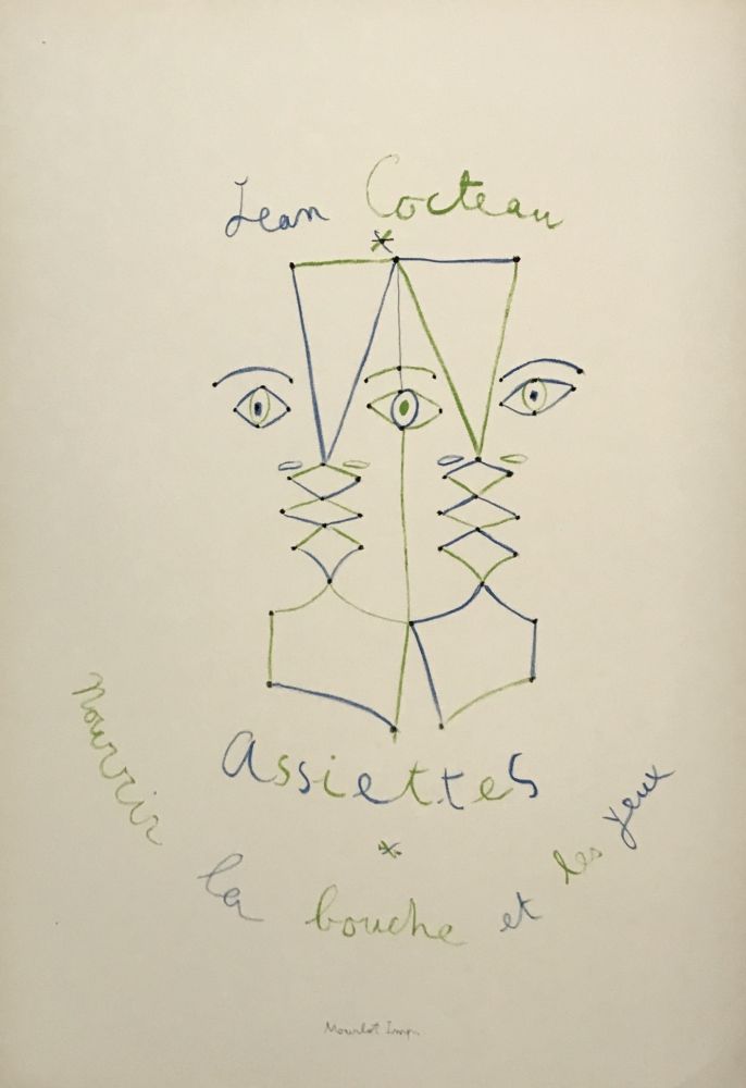 Litografia Cocteau - Assiettes - Nourrir la bouche et les yeux