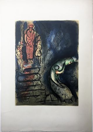 Litografia Chagall - ASSUÉRUS CHASSE VASTHI (Dessins pour la Bible, 1960)