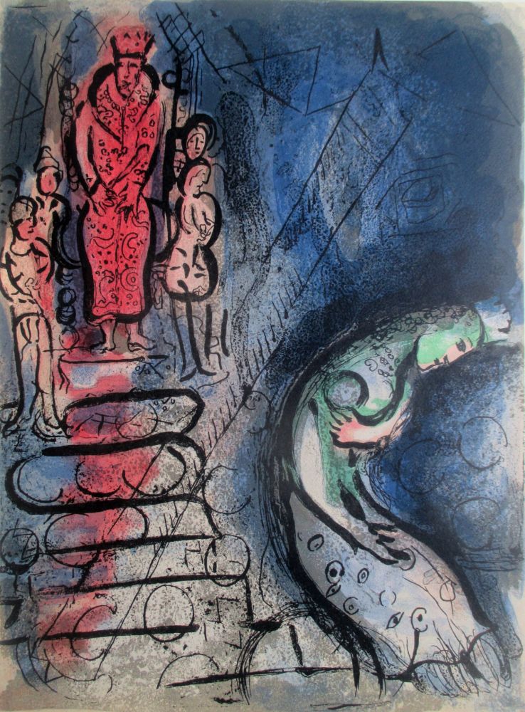 Litografia Chagall - Assuérus chasse Vashti
