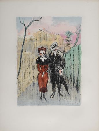 Litografia Van Dongen - Au Beau Temps de la Butte : Les Amoureux, 1949