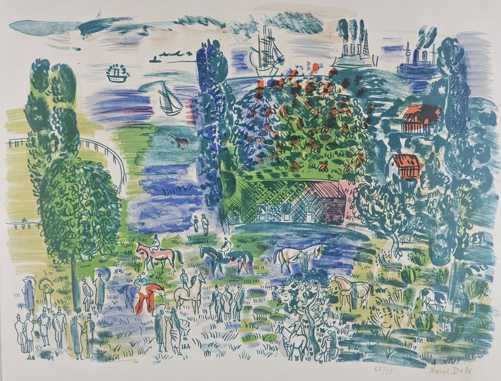 Litografia Dufy - Au Paddock