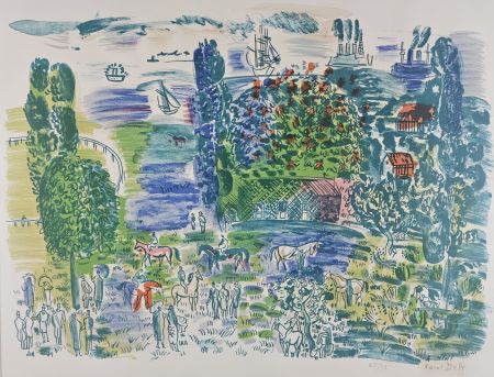 Litografia Dufy - Au Paddock