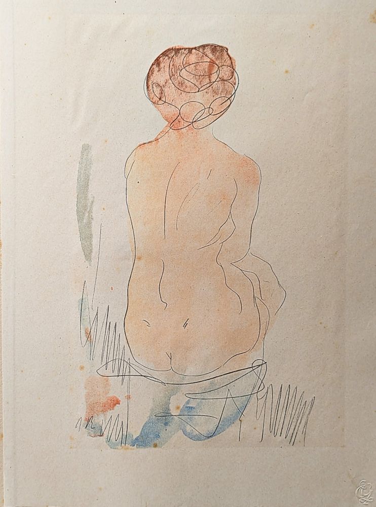 Litografia Rodin - Auguste RODIN, Nude 2, 1920, Twelve Watercolours of Auguste Rodin, 1920