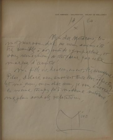 Non Tecnico Miró - Autographed letter