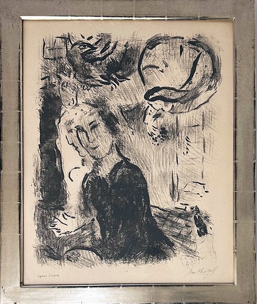 Litografia Chagall - Autoportrait au visage gris