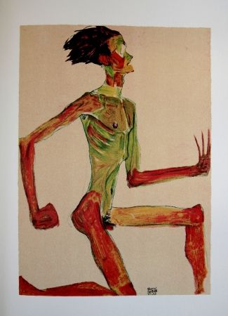 Litografia Schiele - AUTOPORTRAIT / SELF-PORTRAIT - Lithographie / Lithograph - 1910