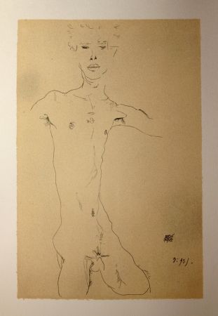Litografia Schiele - AUTOPORTRAIT / SELF-PORTRAIT - Lithographie / Lithograph - 1912