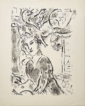 Litografia Chagall - Autoportrait à la fenêtre