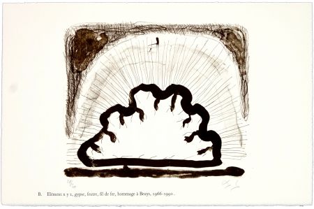 Litografia Nørgaard - B. Elément x y z, gypse, feutre, fil de fer, hommage à Beuys, 1966 - 1990