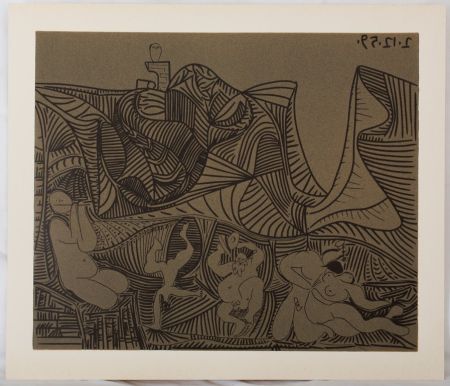 Linoincisione Picasso - Bacchanale : Danse de nuit au hibou