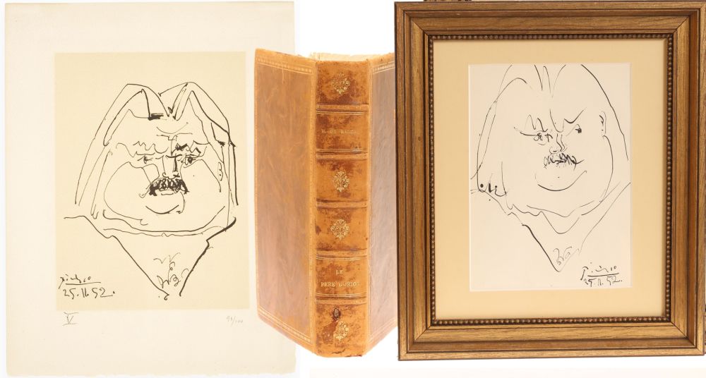 Litografia Picasso - Balzac frontispice /plate number V and book