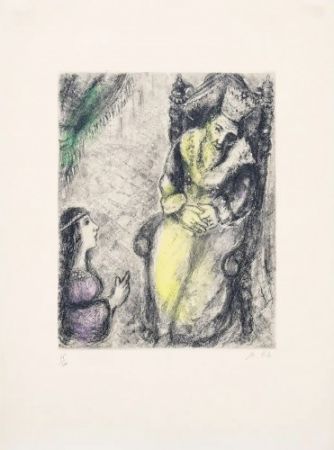 Incisione Chagall - Bath-Sheba at the Feet of David
