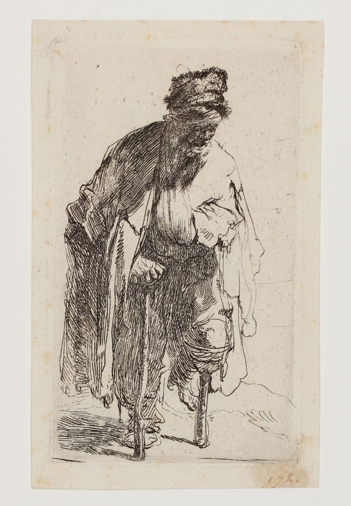 Incisione Rembrandt - Beggar with a wooden Leg