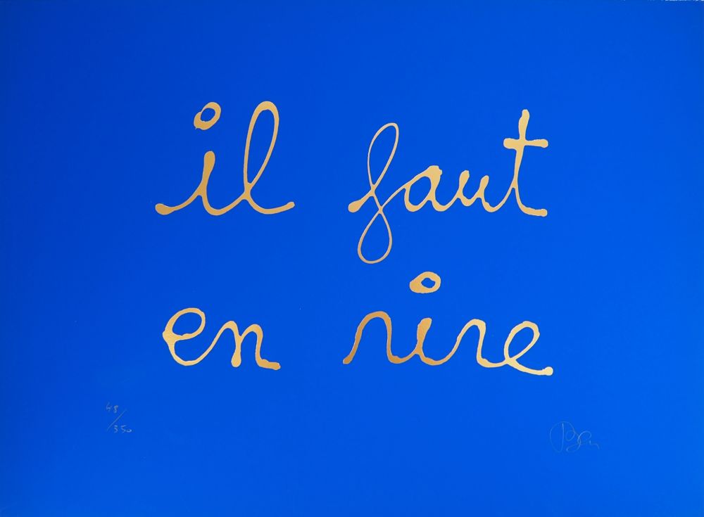 Serigrafia Vautier - BEN - Il faut en rire (bleu Klein et Or)