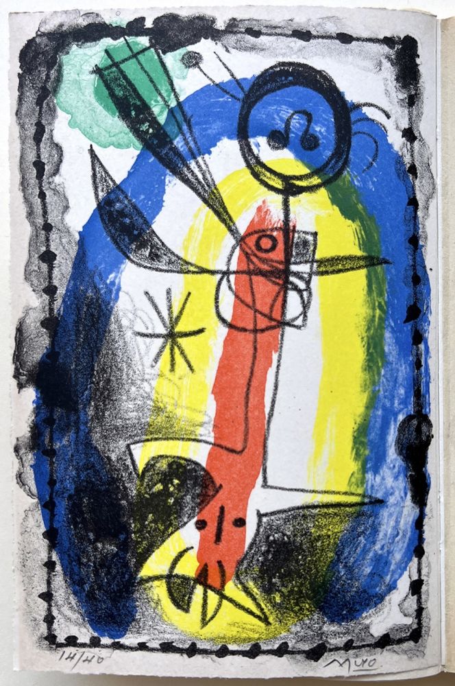 Libro Illustrato Miró - Benjamin Péret: Anthologie de l’amour sublime. EXEMPLAIRE DE TÊTE COMPRENANT LA LITHOGRAPHIE ORIGINALE SIGNÉE DE JOAN MIRÓ (1956)