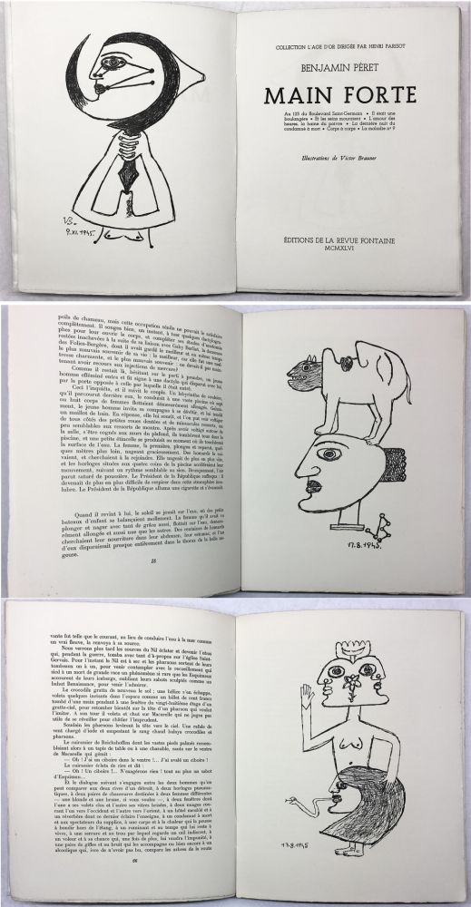 Libro Illustrato Brauner - Benjamin Péret : MAIN FORTE. Illustrations de Victor Brauner (1946)