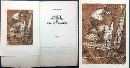 Libro Illustrato Ernst - Benjamin Péret : MORT AUX VACHES ET AU CHAMP D'HONNEUR. 1/50 avec l'eau-forte signée de Max Ernst.‎ 