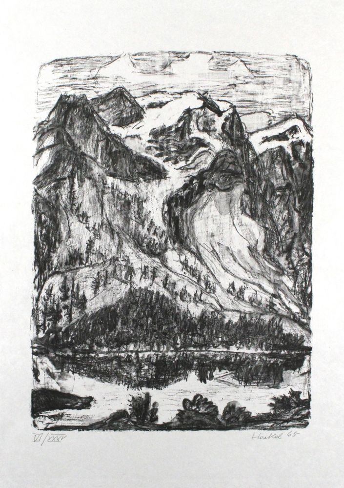 Litografia Heckel - Berghang am See