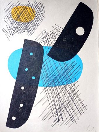 Litografia Lardera - Berto LARDERA, Abstract Geometric Composition, Original lithograph, 1970, Hand signed in pencil