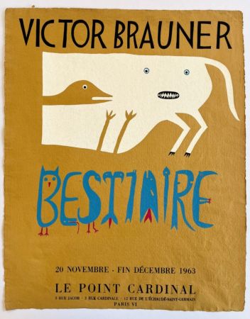 Pochoir Brauner - BESTIAIRE. Affiche.