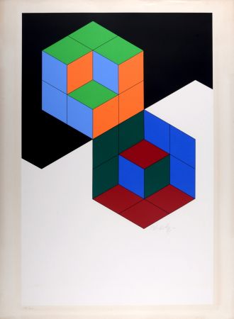Serigrafia Vasarely - Bi-Hexa , 1975