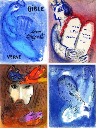 Libro Illustrato Chagall - BIBLE. Verve vol. VIII. n°33 et 34. 28 LITHOGRAPHIES ORIGINALES (1956).