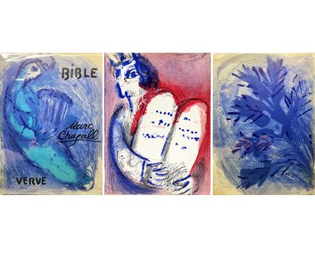 Libro Illustrato Chagall - BIBLE. Verve vol. VIII. n°33 et 34. 28 LITHOGRAPHIES ORIGINALES (1956)