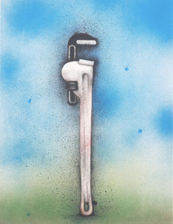 Litografia Dine - Big Red Wrench in a Landscape