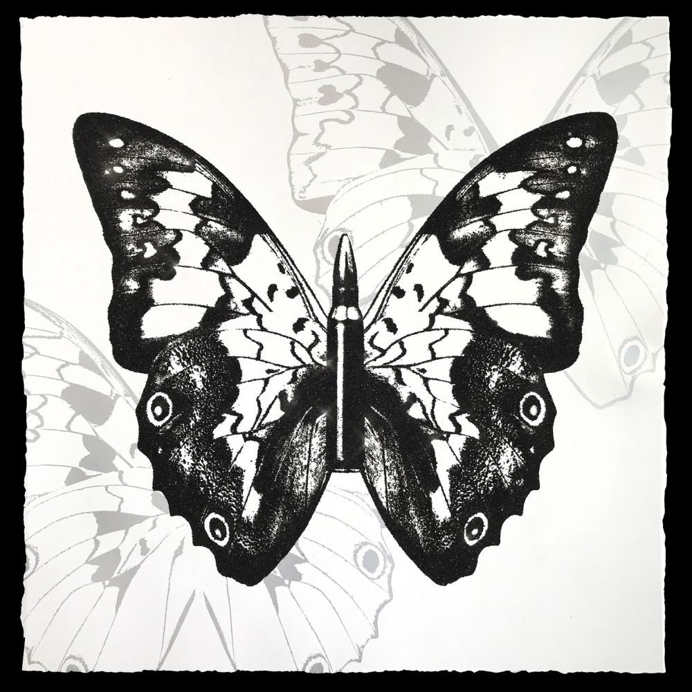 Serigrafia Robierb - Black Butterfly on White