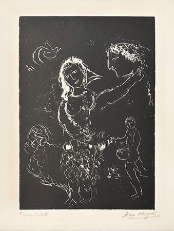 Litografia Chagall - Blanc sur noir
