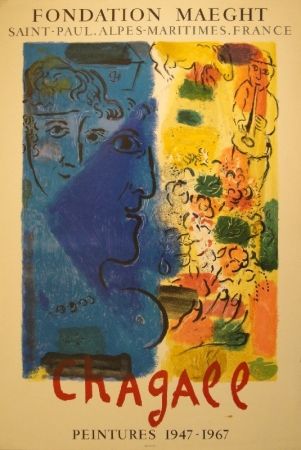 Litografia Chagall - (Blaues Profil). Peintures 1947-1967