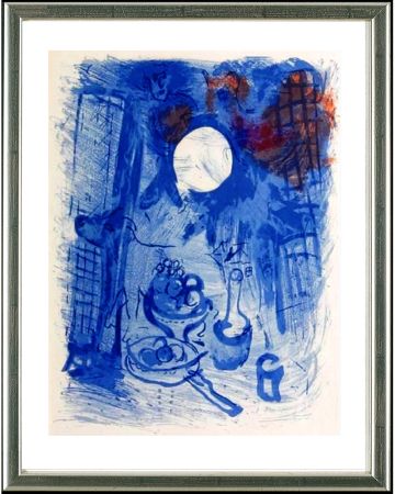 Litografia Chagall - Blaues Stilleben (Nature morte bleue), Paris 1957