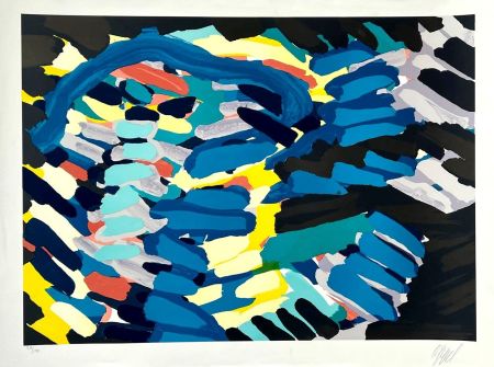 Litografia Appel - Blue Animal with Sunshine Head 