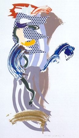 Serigrafia Lichtenstein - Blue Face, Brushstoke Figure Series