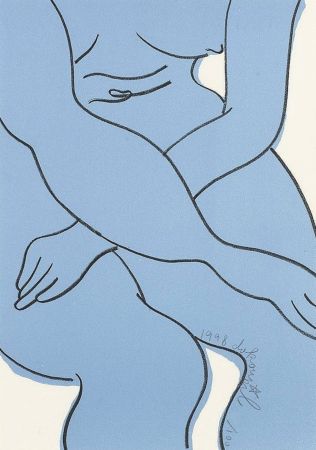 Litografia Dokoupil - Blue Nude