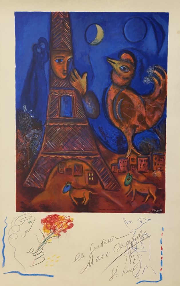 Litografia Chagall - Bonjour Paris (Good Morning Paris)