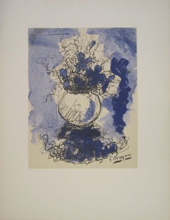 Litografia Braque - Bouquet de fleurs à l’aquarelle