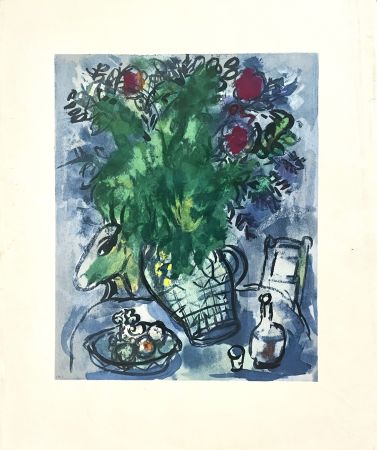 Litografia Chagall - Bouquet Fleuri sur Table