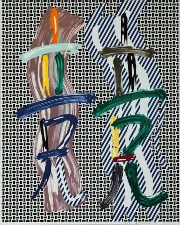 Litografia Lichtenstein - Brushstroke Contest, from Brushstroke Figure Series