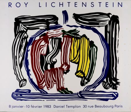 Litografia Lichtenstein - Brushstroke Still Life With Apple, 1983