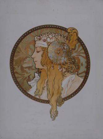 Litografia Mucha - Byzantine Heads: Blond, 1900